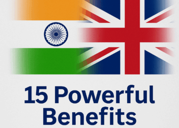 India-UK Free Trade Agreement Benefits visual summary with flags and key message