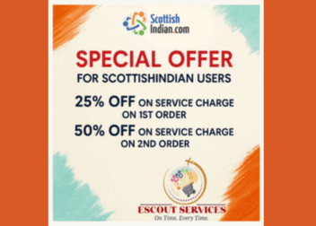 Special offer for ScottishIndian.com users: 25% off service charge on first order, 50% off on second order with E-Scout Services.