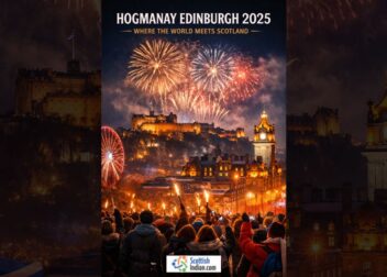 Hogmanay in Edinburgh 2025 fireworks over Edinburgh Castle with torchlit crowd celebrating at midnight